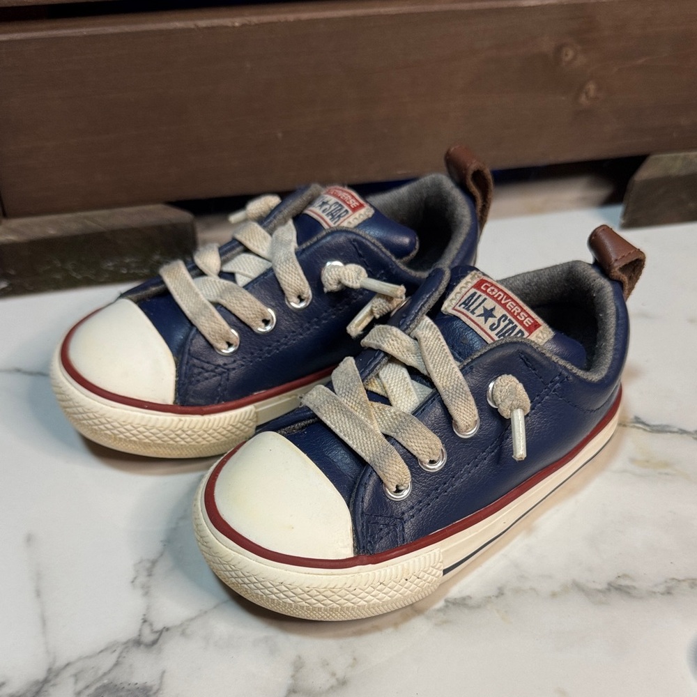 Converse Leather Navy Sneakers Size 6c